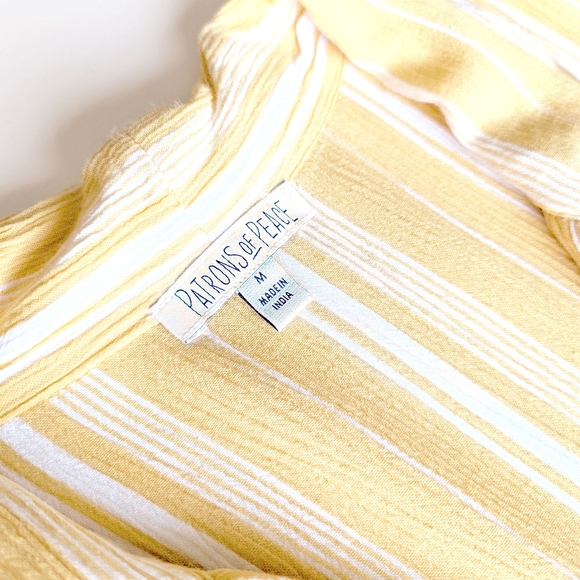 Patrons of Peace Crepe Yellow & White Stripe Tie Front Tank - Picture 7 of 9